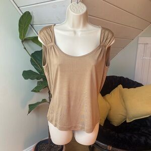 Doncaster Collection Gold/ Beige Silk Sleeveless Blouse